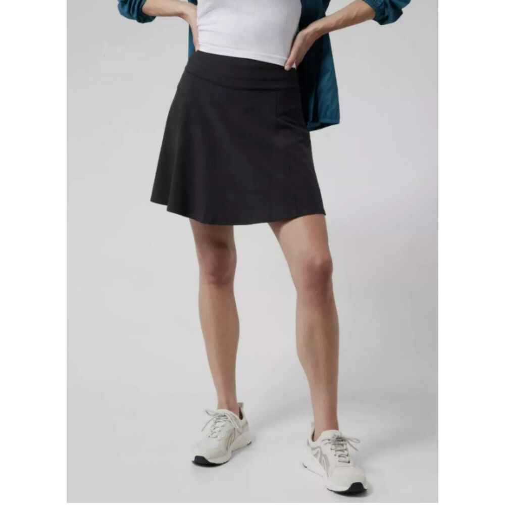 Athleta NEW All Day Skort 14 Black Stretch Fabric Zipped Phone Pocket NWT $59